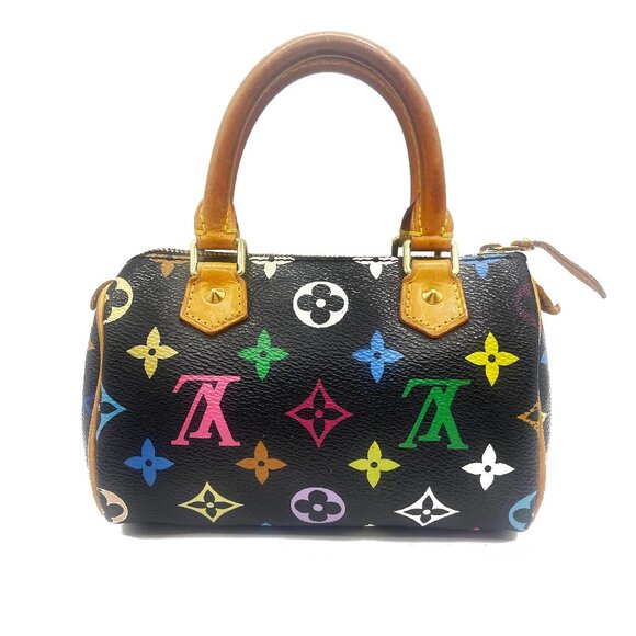 Authentic Louis Vuitton Multicolor Mini Speedy Monogram Nano Sac Bag HL Black - Picture 2 of 15